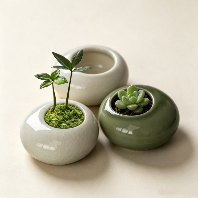 Succulent Set - Mini Ice Crack Glazed Plant Pot