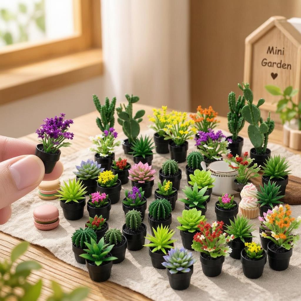 8Pcs Miniature Plastic Potted  - огляд і ціна Succulent Set